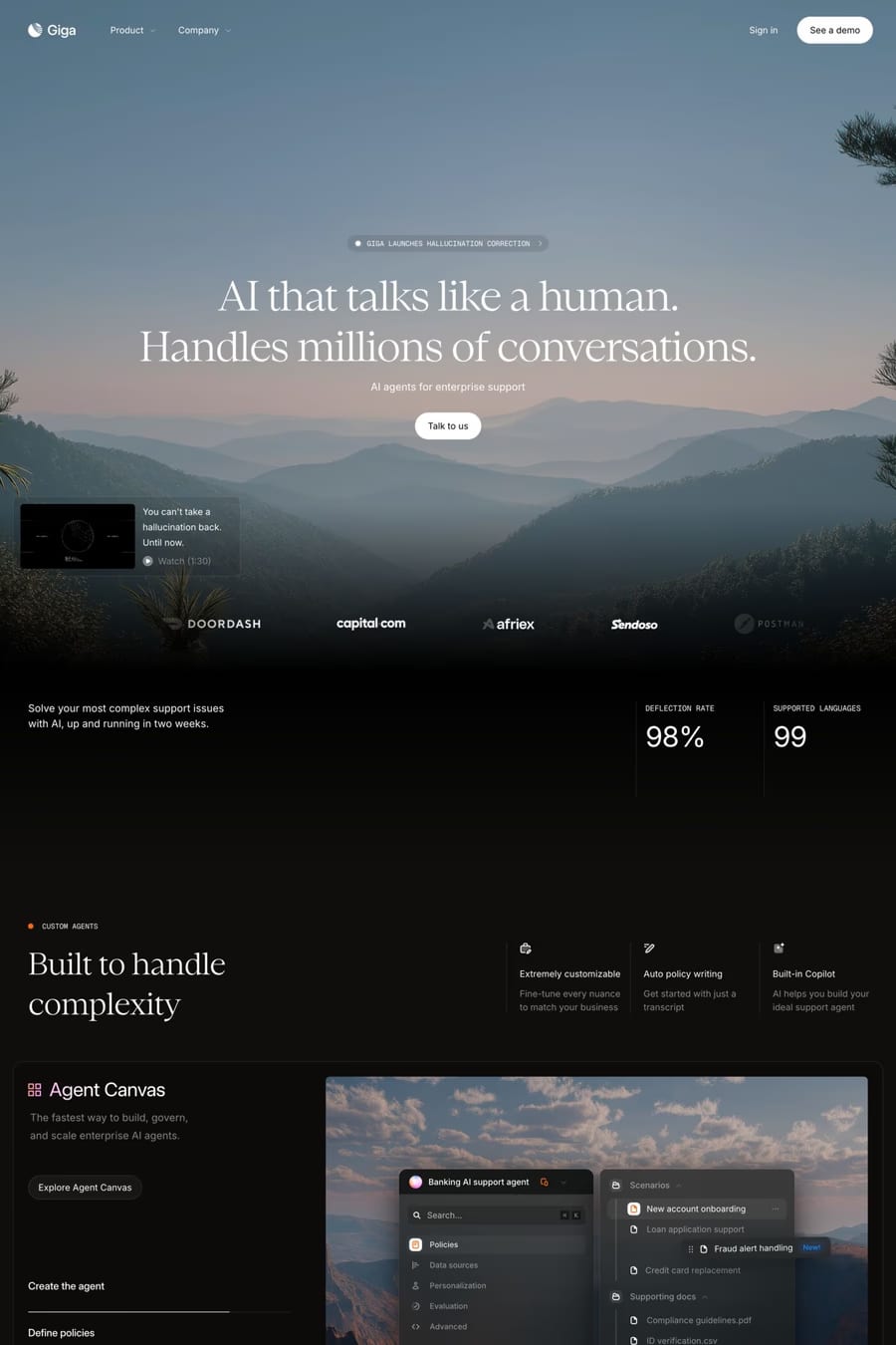 Giga — landing website screenshot