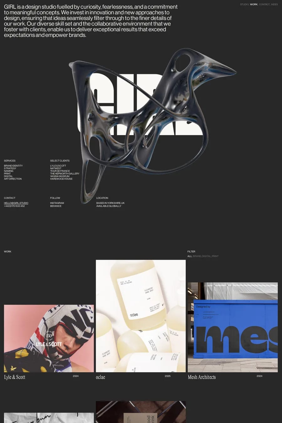 Girl — agency website screenshot