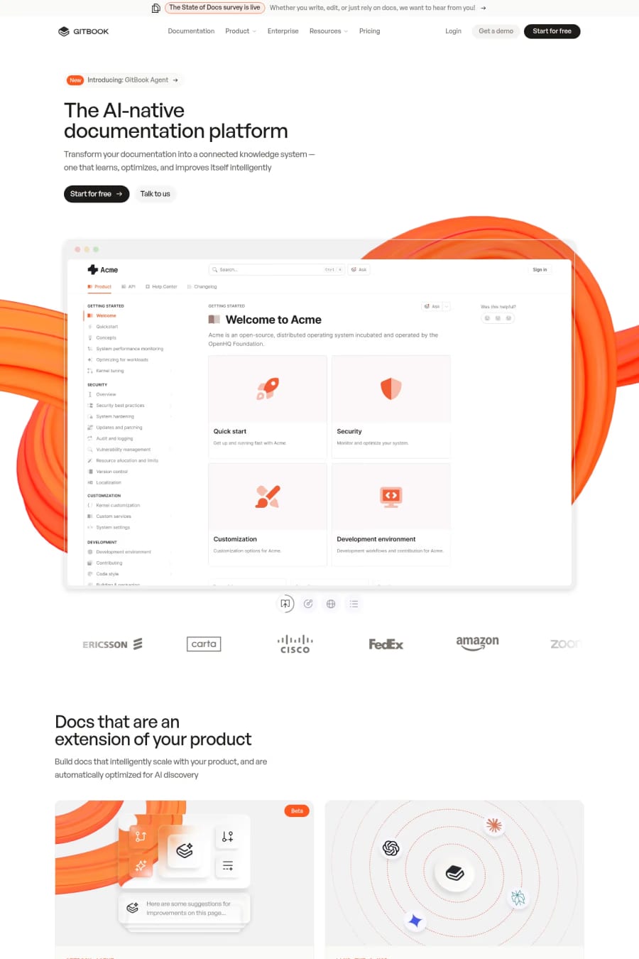 GitBook — landing website screenshot