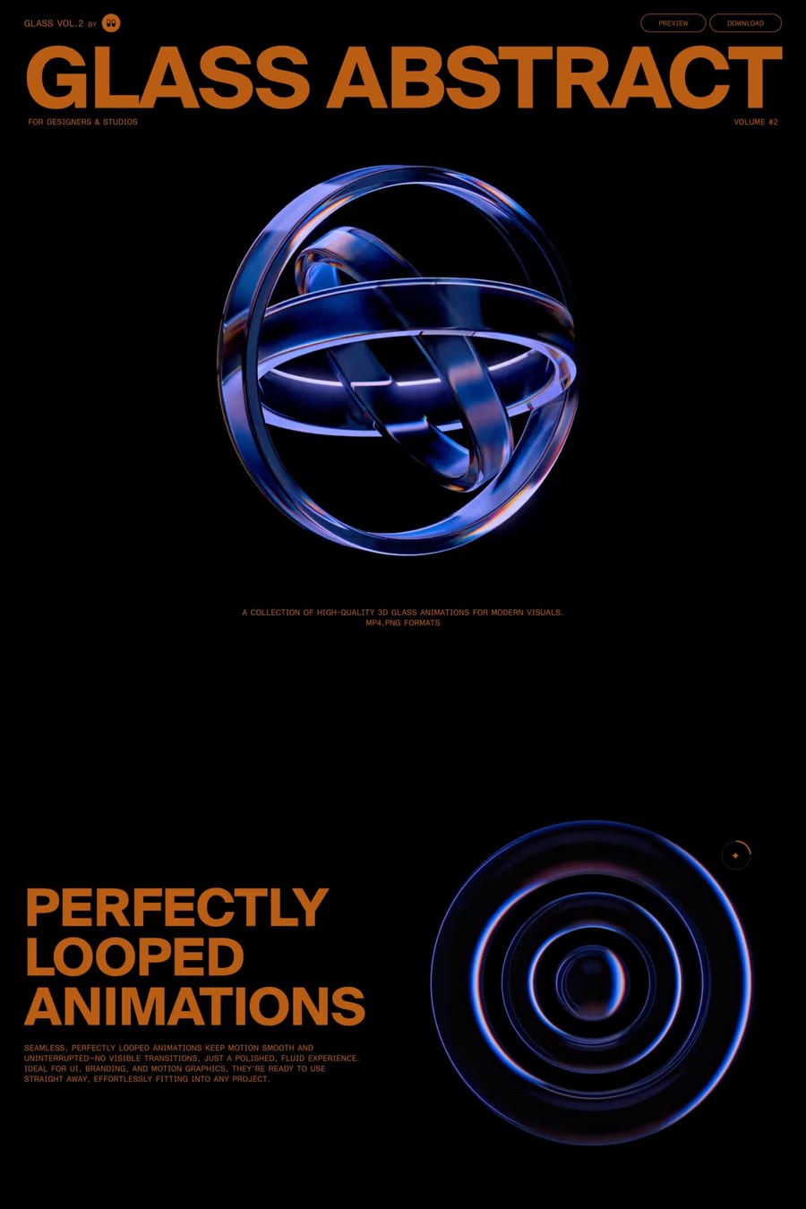 Glass abstract shapes — shop website screenshot