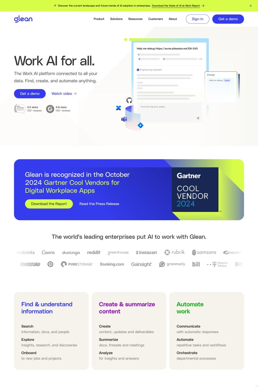 Glean — landing website screenshot