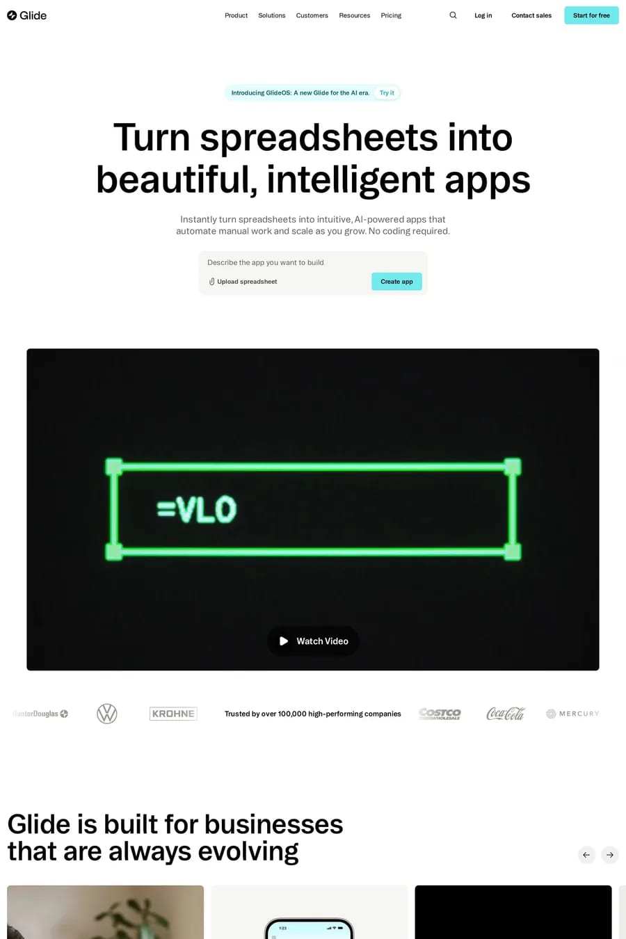 Glide — landing website screenshot