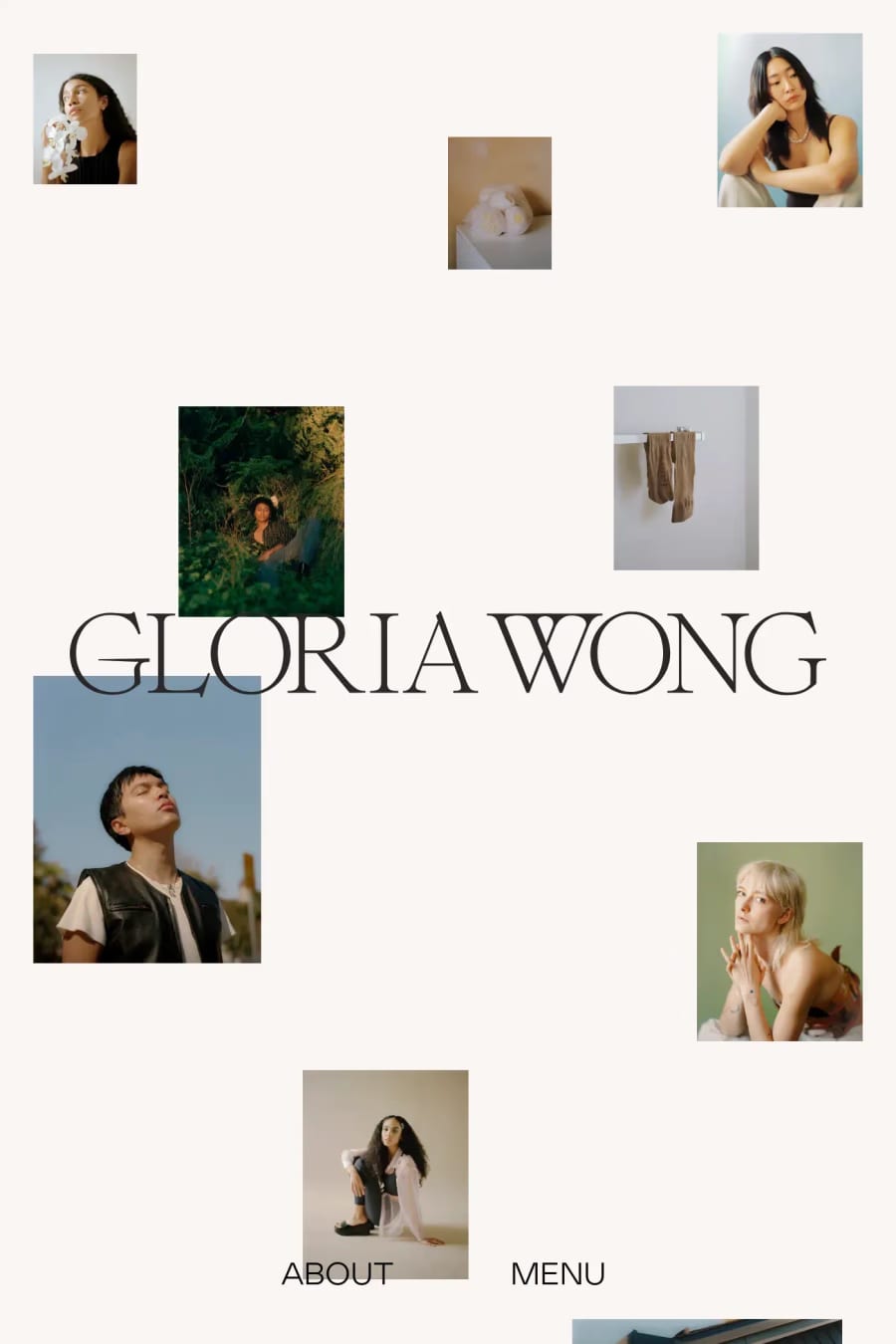 Gloria Wong — screenshot of a minimal, elegant photography portfolio site in white and light pink