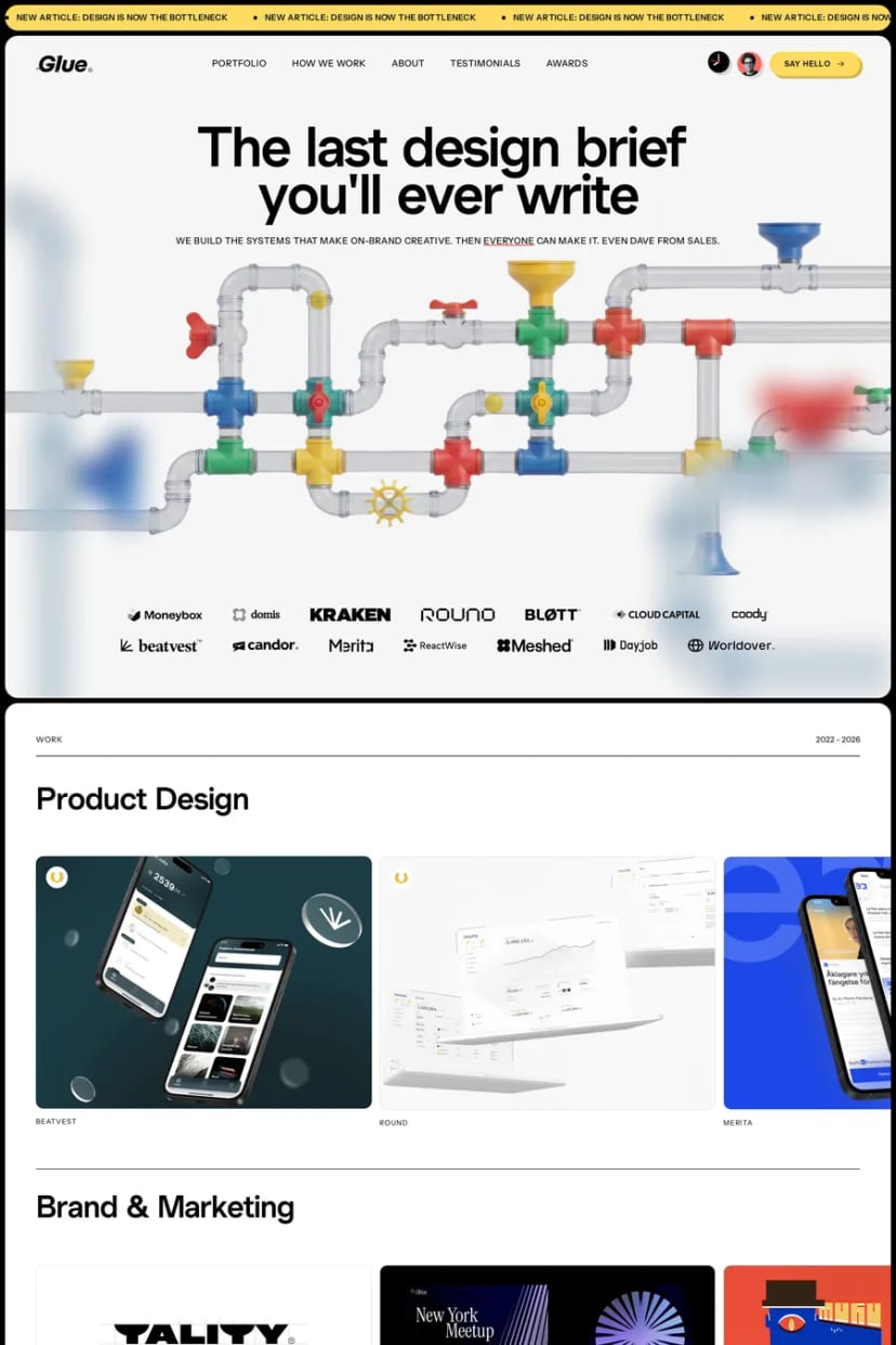 Glue — screenshot of an agency site