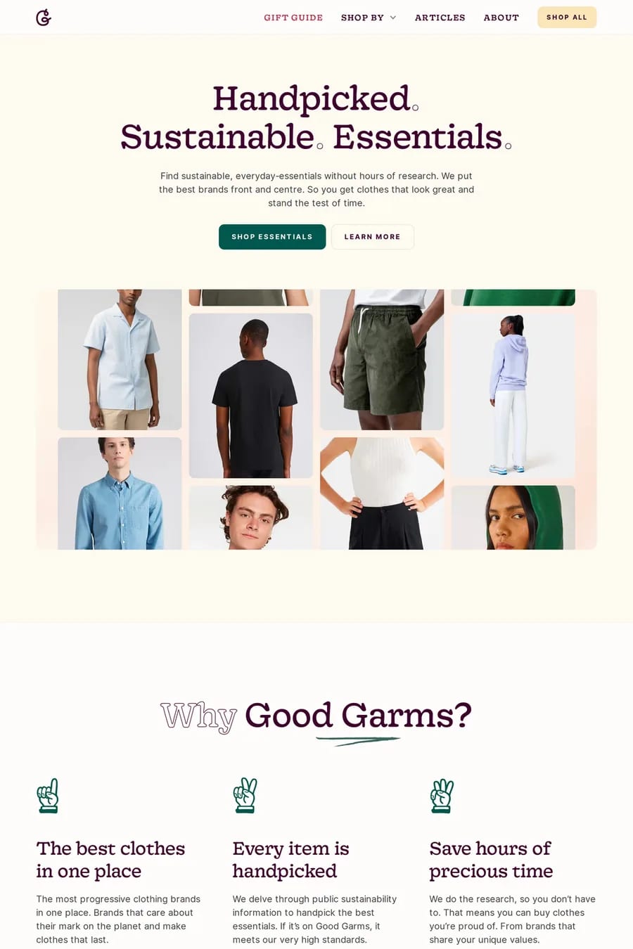 Good Garms — landing website screenshot