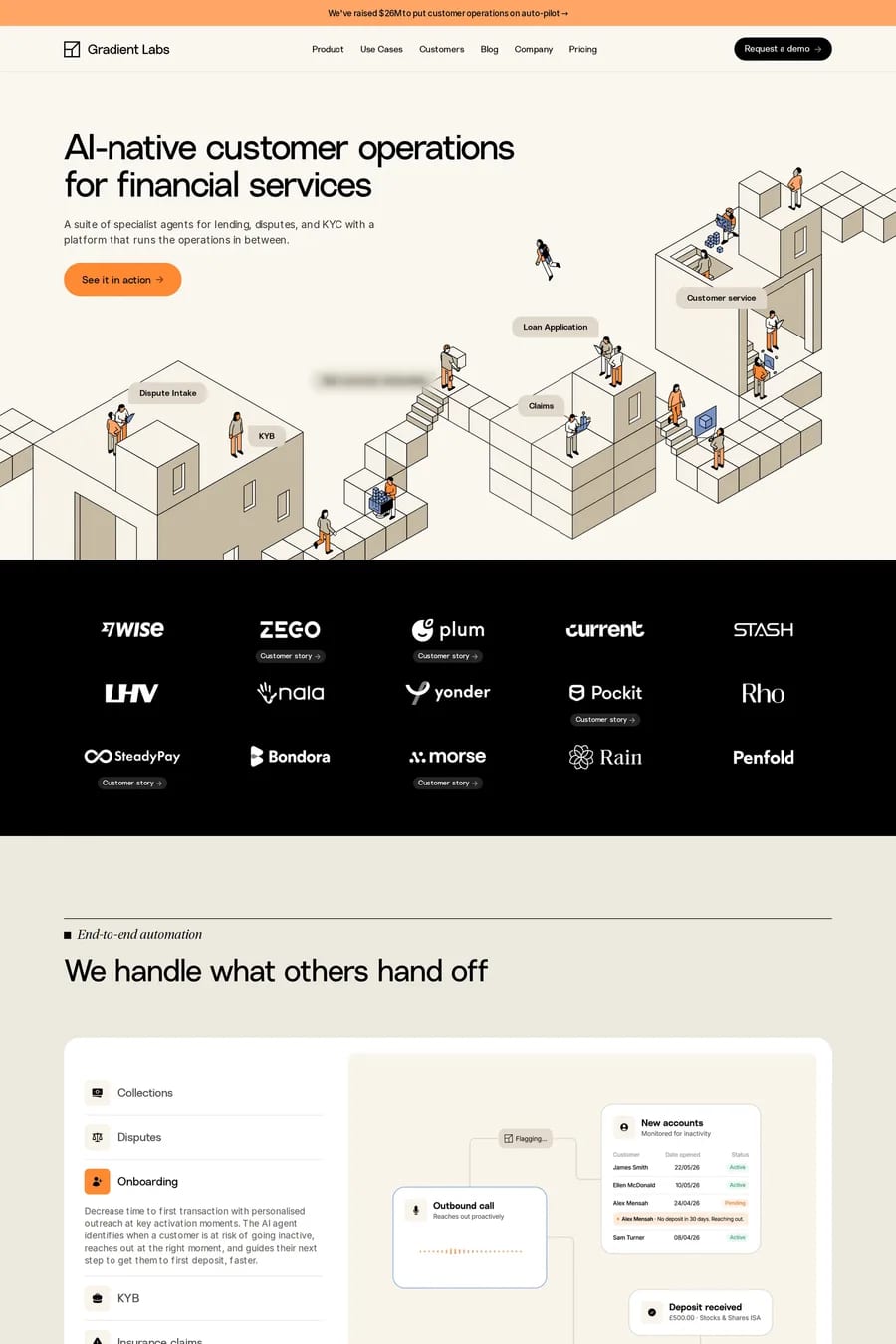 Gradient Labs — landing website screenshot