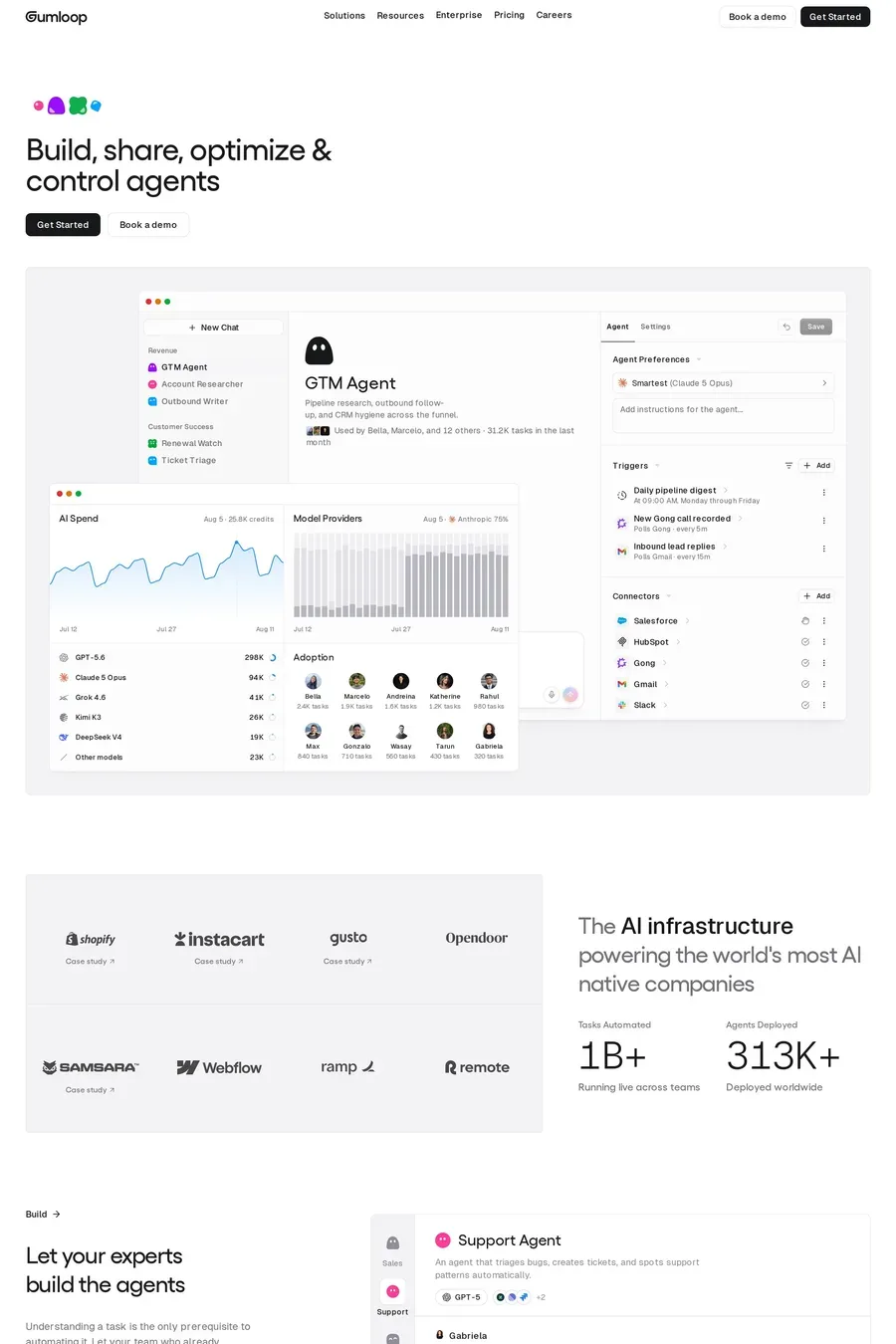 Gumloop — screenshot of a typographic, clean AI online shop in white and light grey