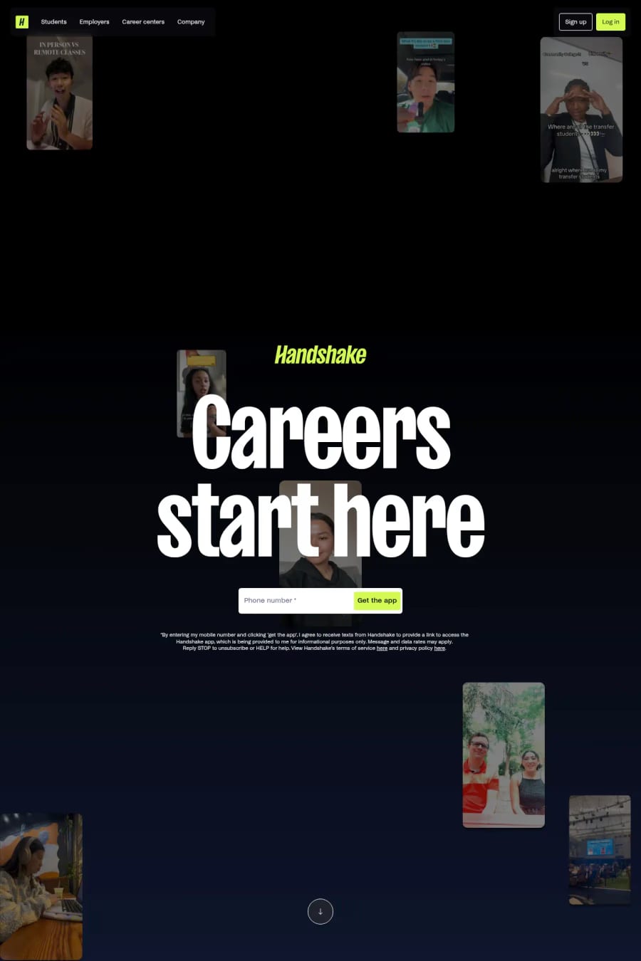 Handshake — landing website screenshot