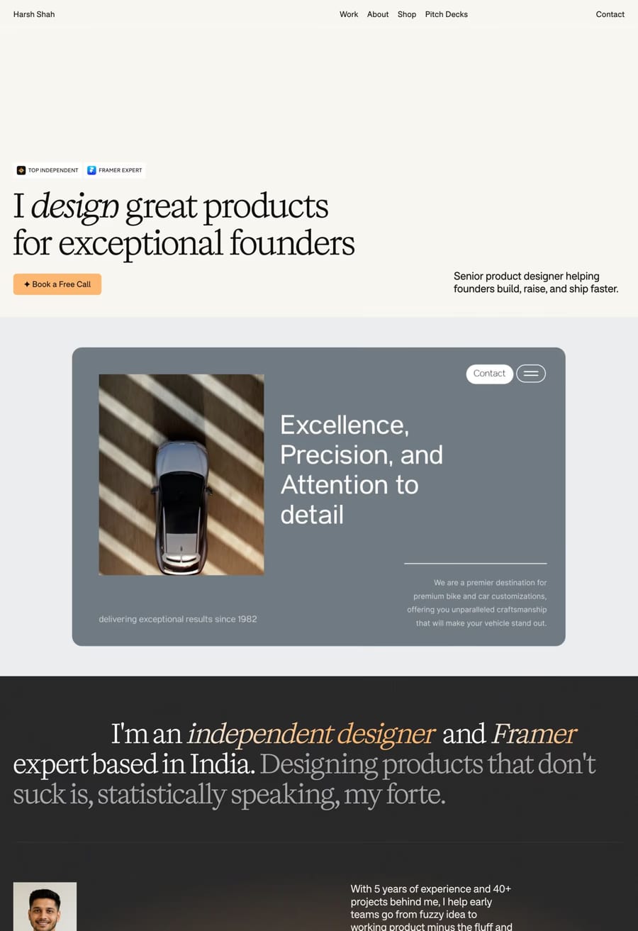 Harsh Shah — portfolio website screenshot