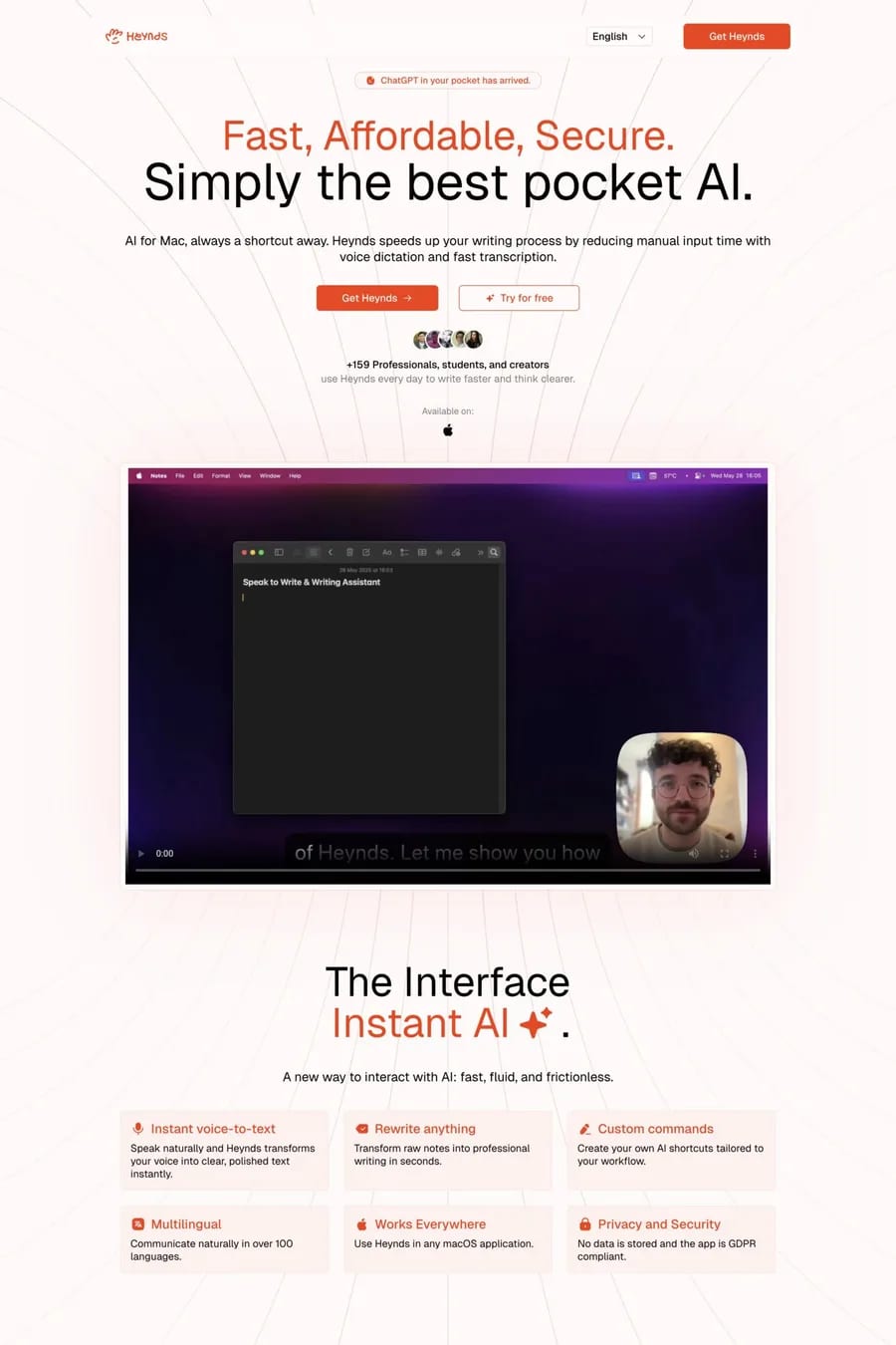 Heynds — landing website screenshot