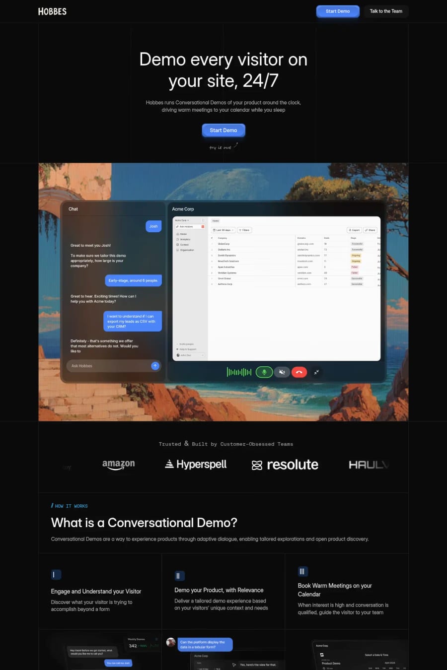 Hobbes — landing website screenshot