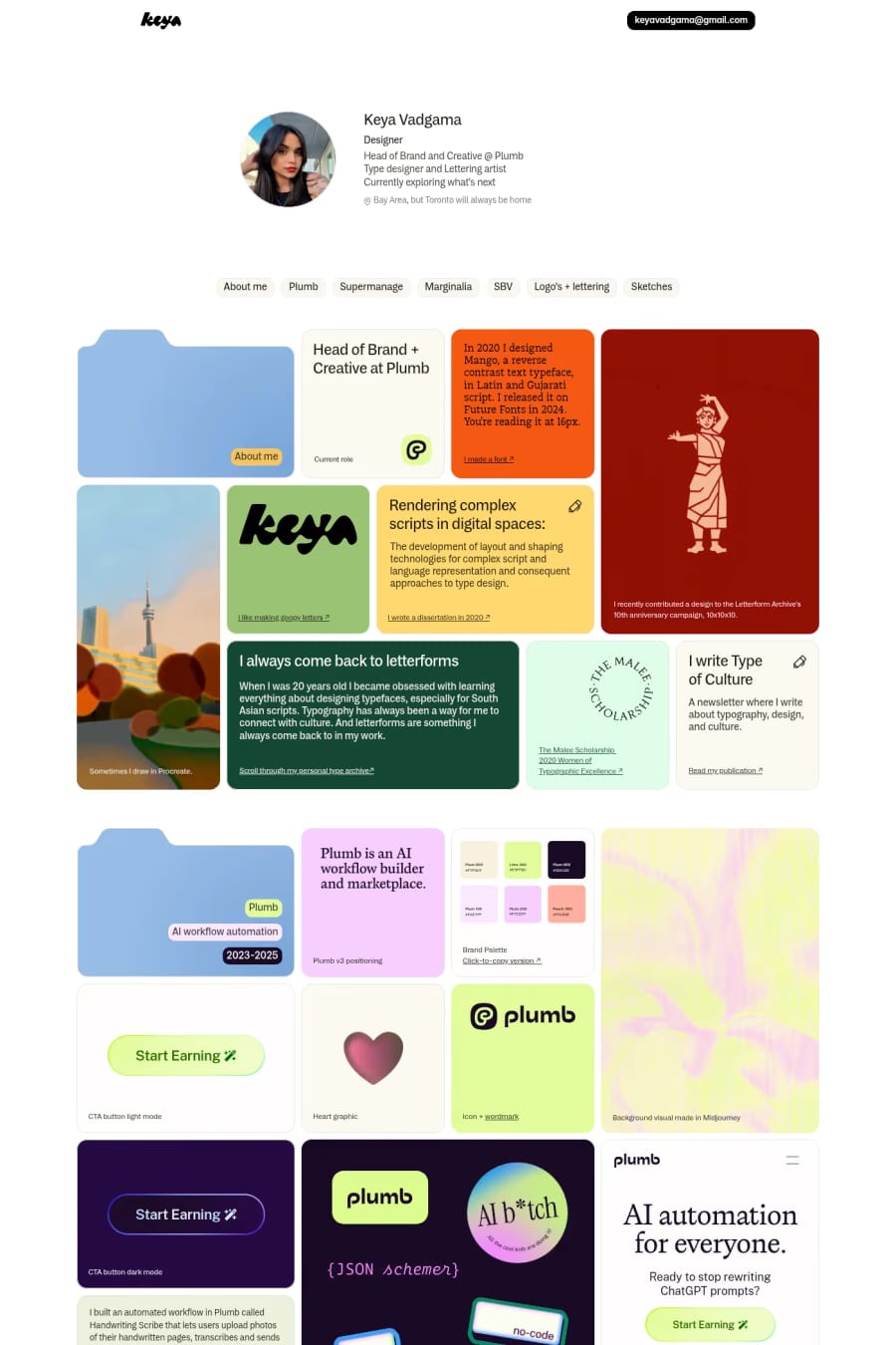 Keya Vadgama — portfolio website screenshot