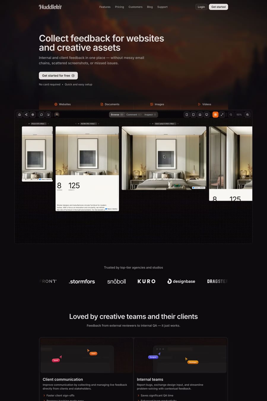 Huddlekit — landing website screenshot