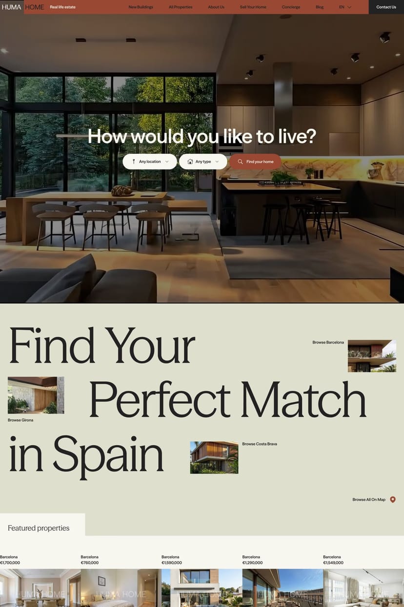 HUMAHOME — screenshot of a landing page