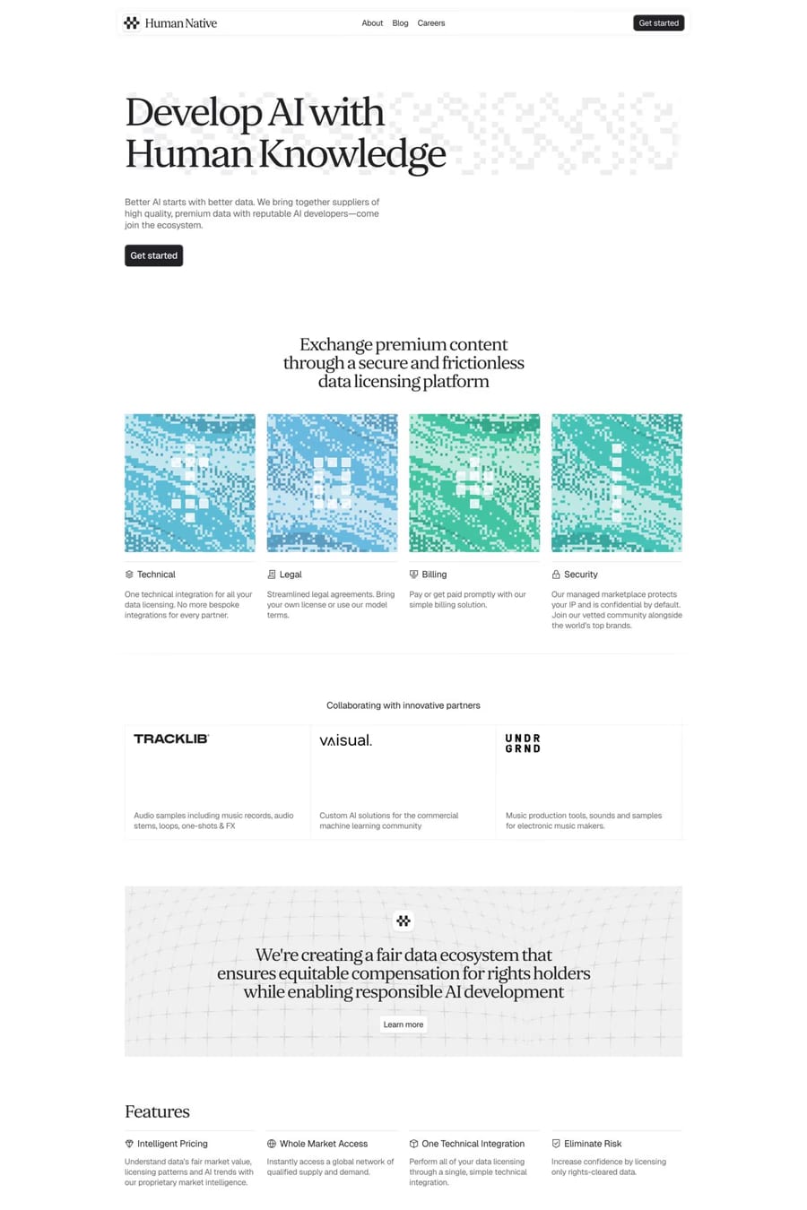 Human Native — landing website screenshot