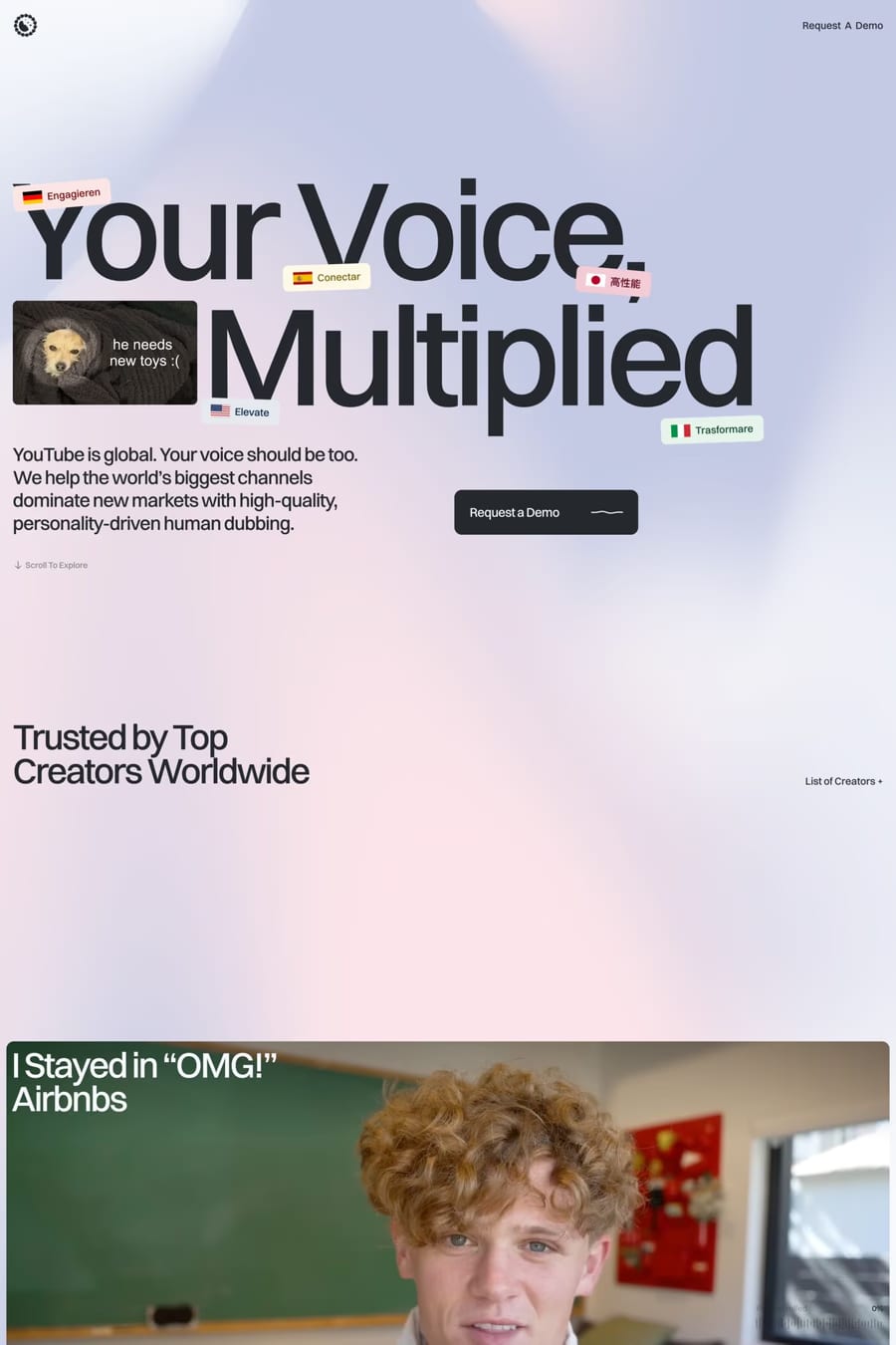 Human Voice Over — landing website screenshot