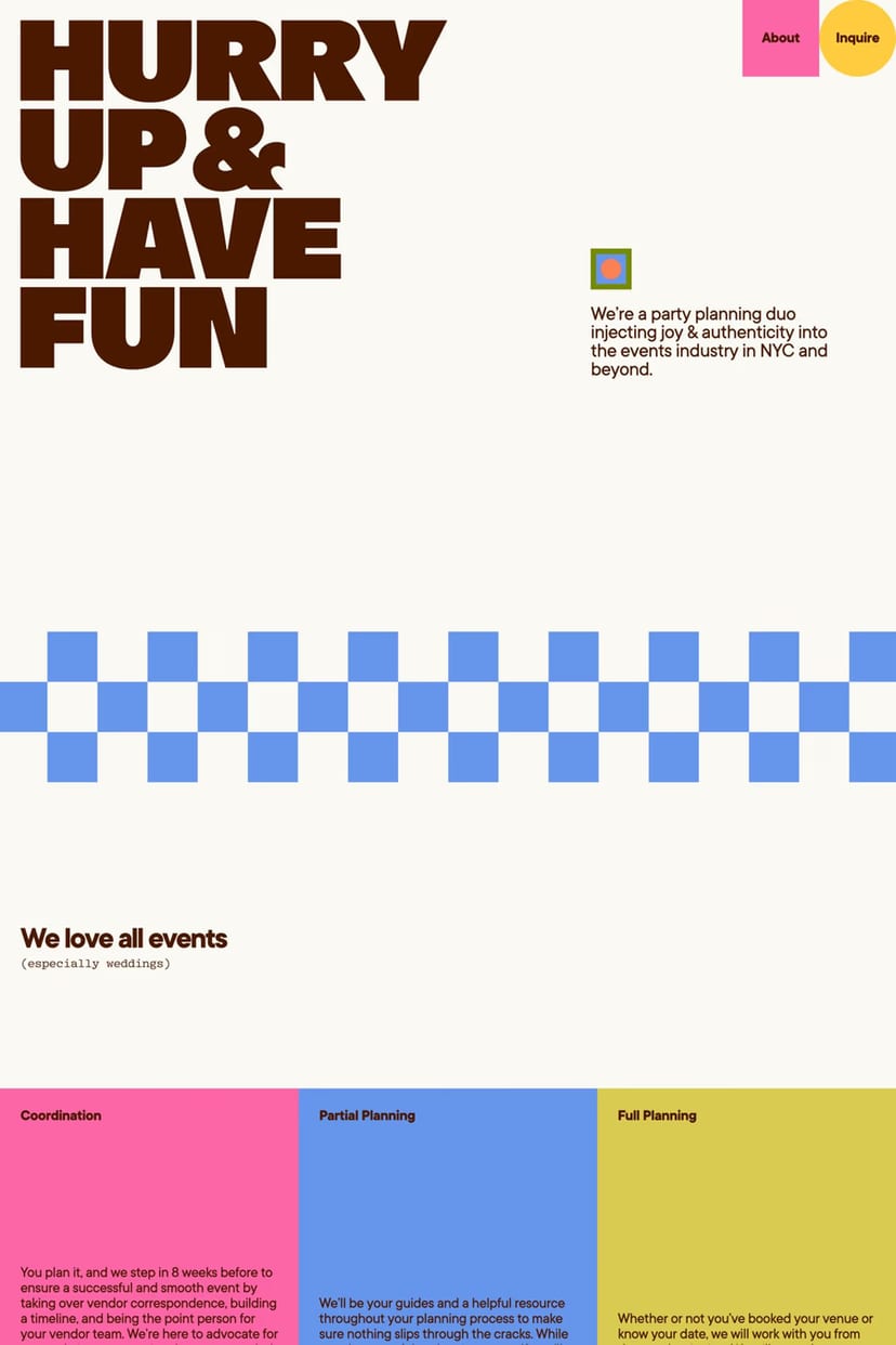 Hurry Up & Have Fun — screenshot of a landing page