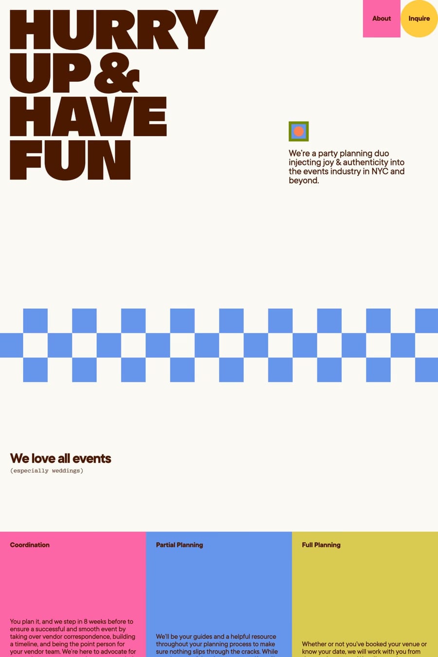 Hurry Up & Have Fun — landing website screenshot