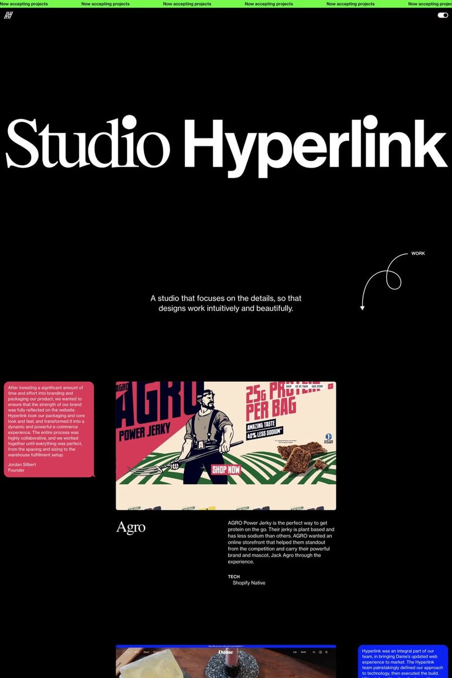 Hyperlink — agency website screenshot