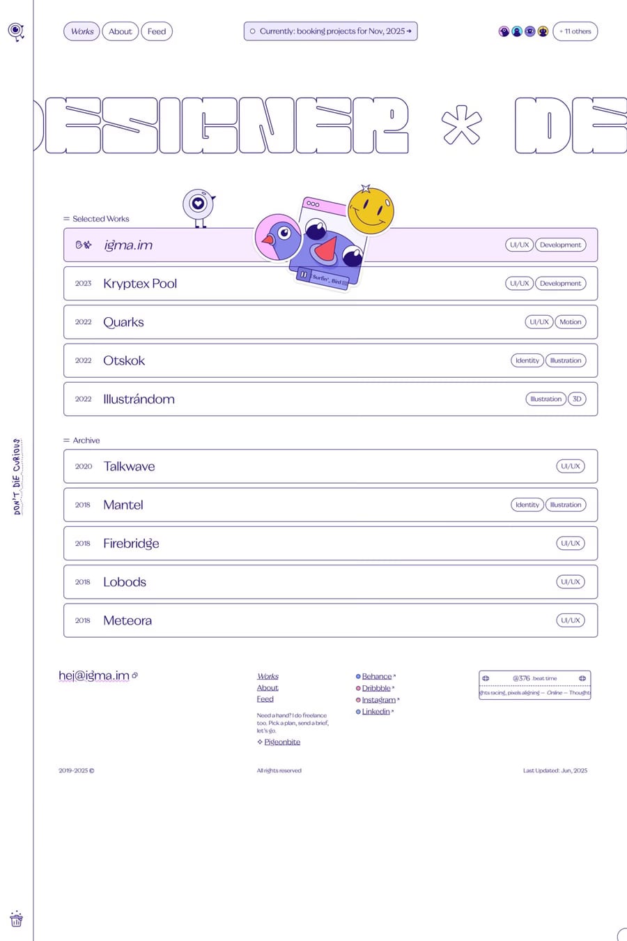 Igma — portfolio website screenshot