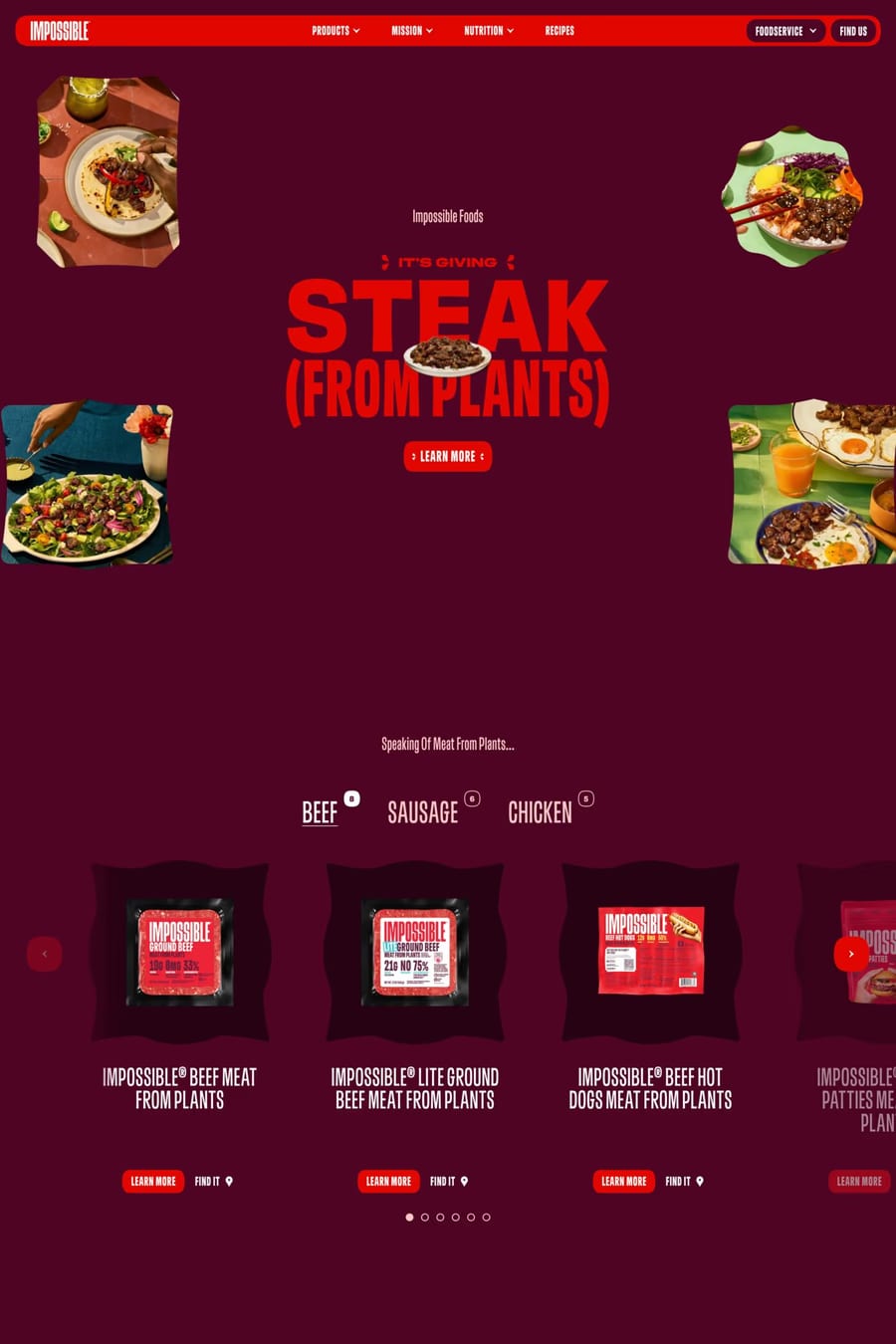 Impossible Foods — landing website screenshot