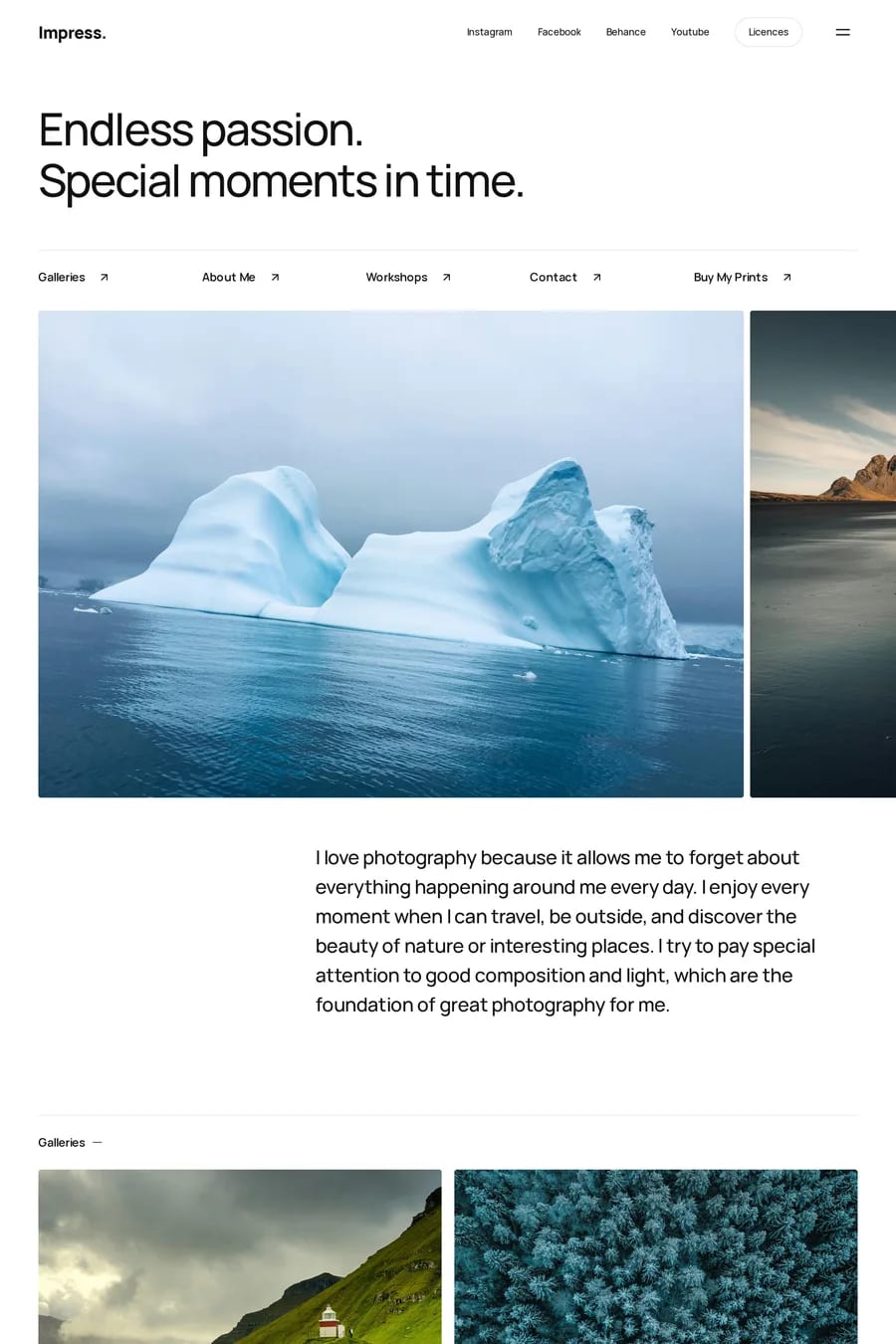 Impress — portfolio website template screenshot
