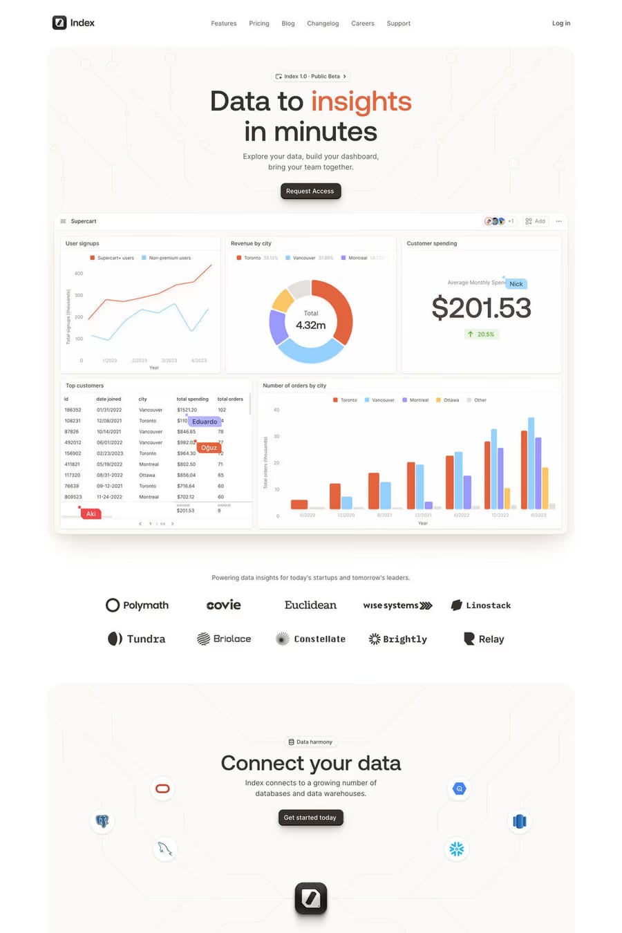 Index — landing website screenshot