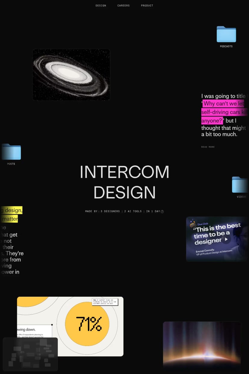Intercom Design — screenshot of a landing page