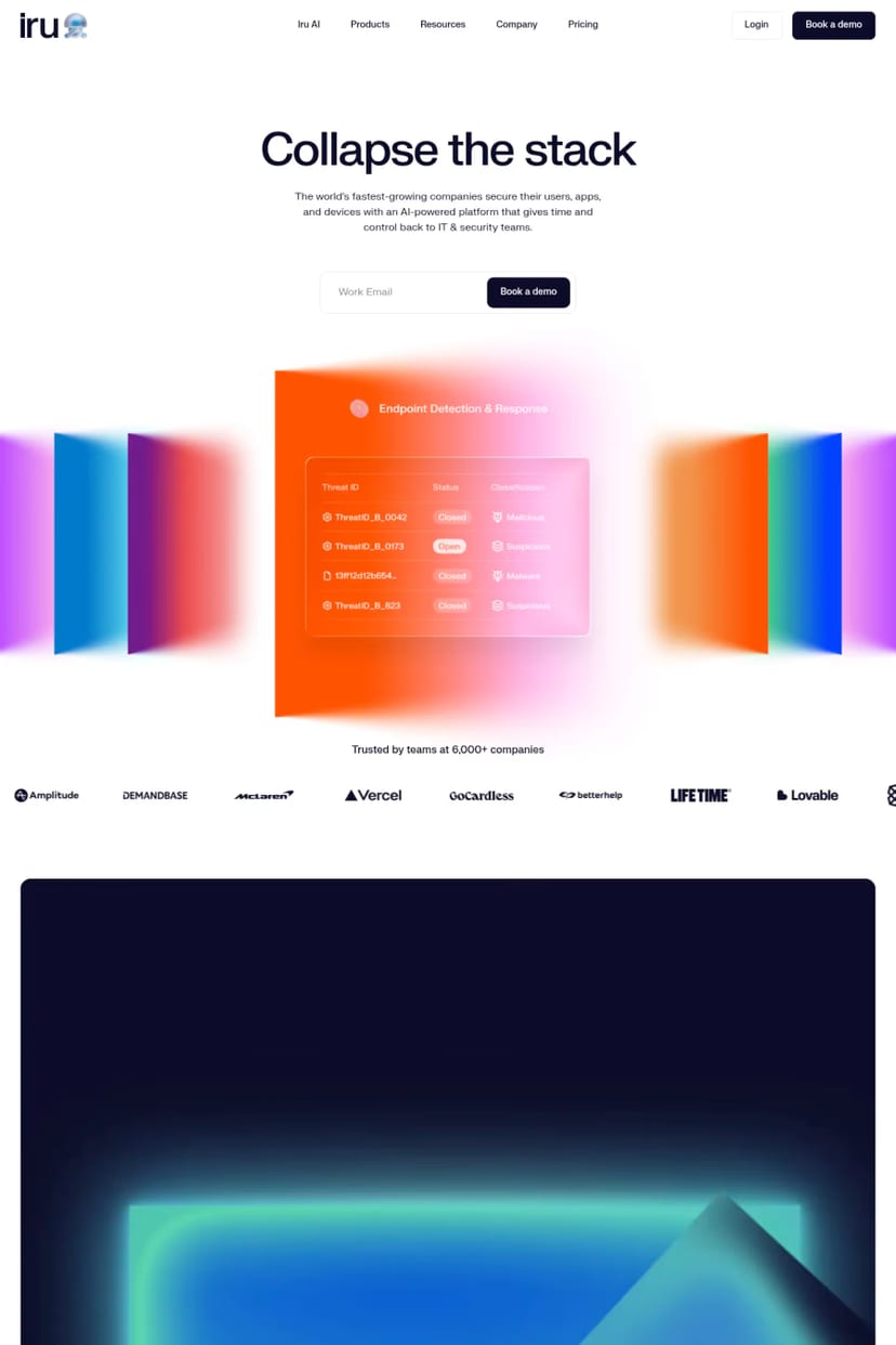 Iru — screenshot of a landing page