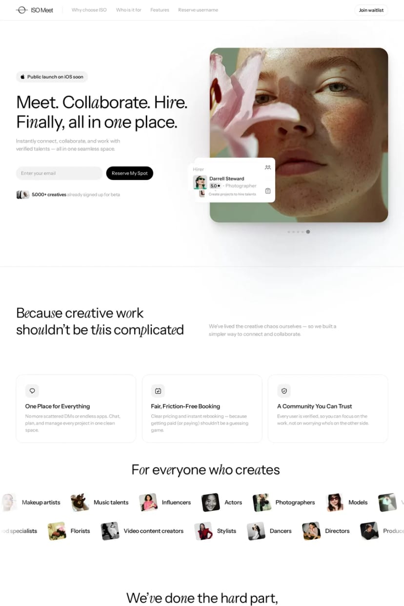 ISO Meet — screenshot of a waitlist page