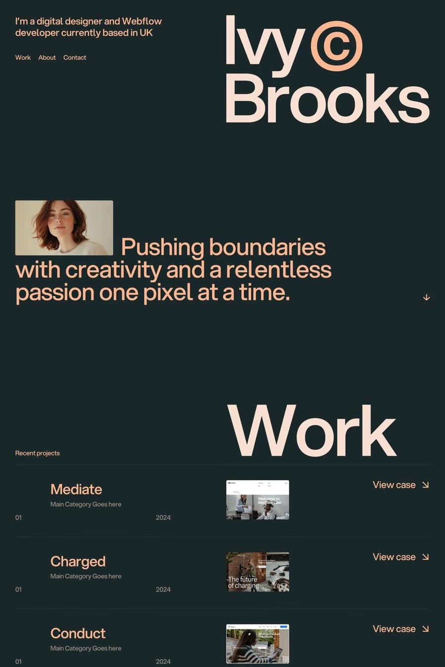 Ivy Brooks — portfolio website template screenshot