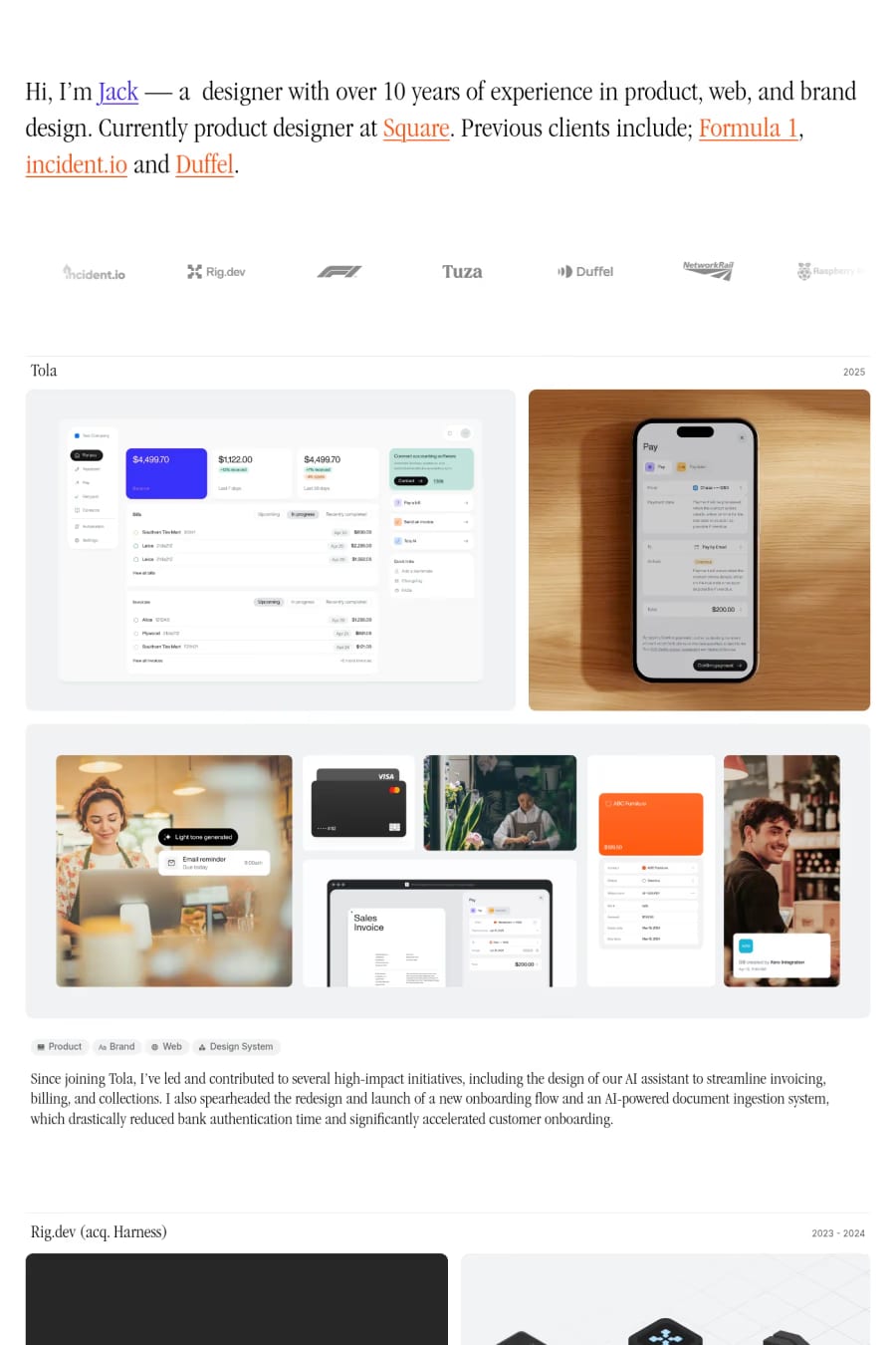 Jack Theobald — portfolio website screenshot