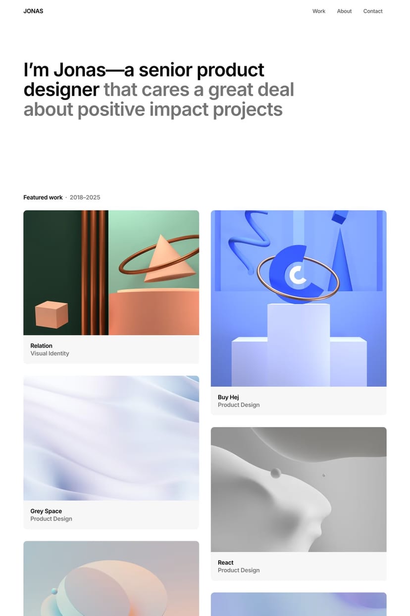 Jonas — screenshot of a portfolio template