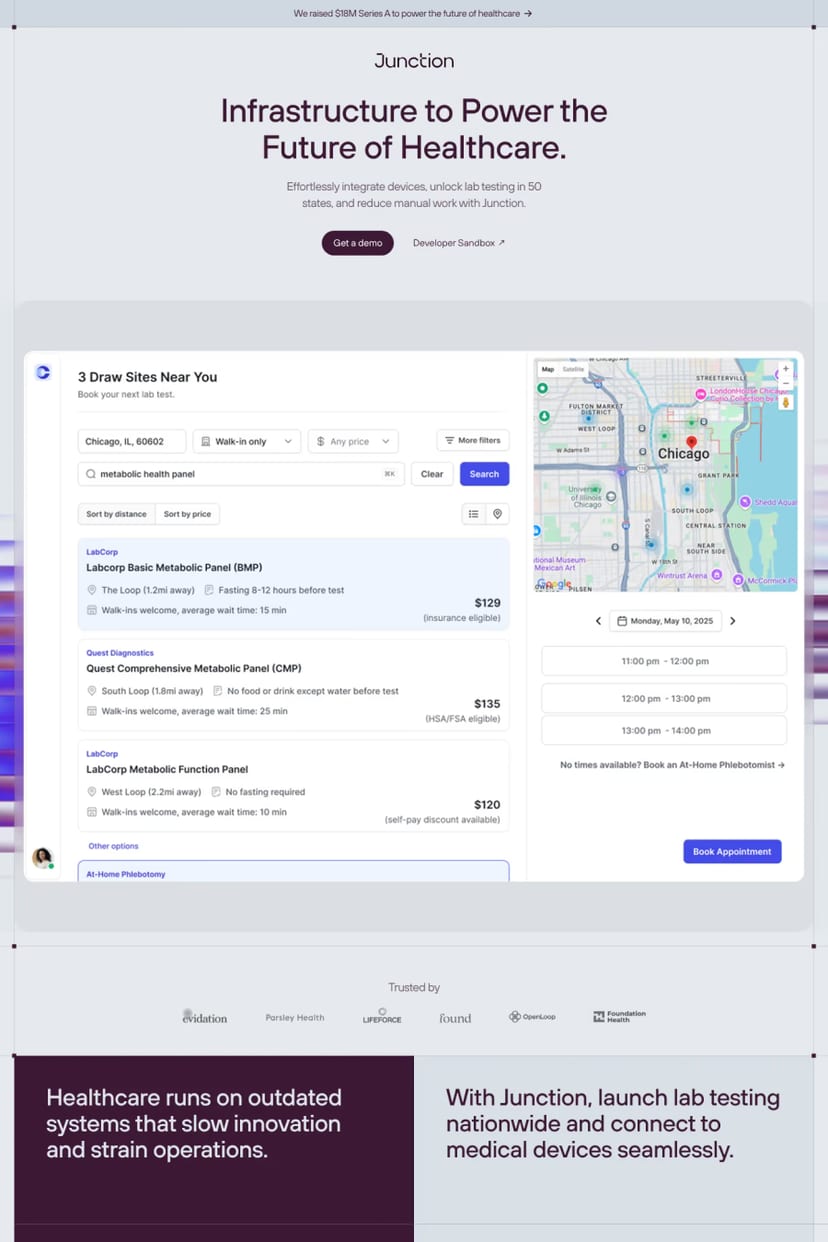 Junction — screenshot of a landing page