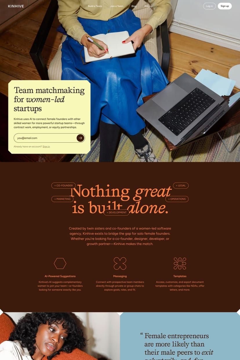 Kinhive — screenshot of a landing page