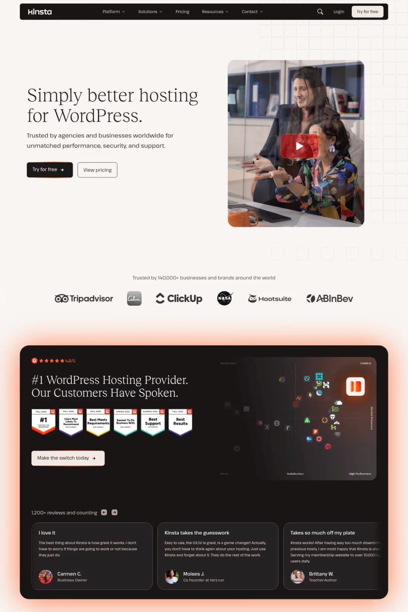 Kinsta — screenshot of a landing page