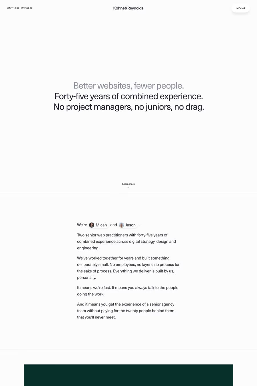 Kohne & Reynolds — agency website screenshot