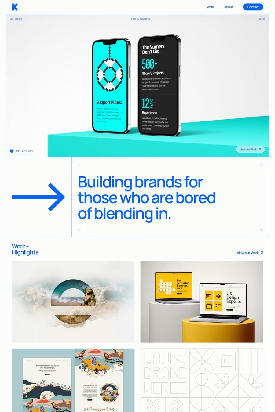 Kus — portfolio website screenshot