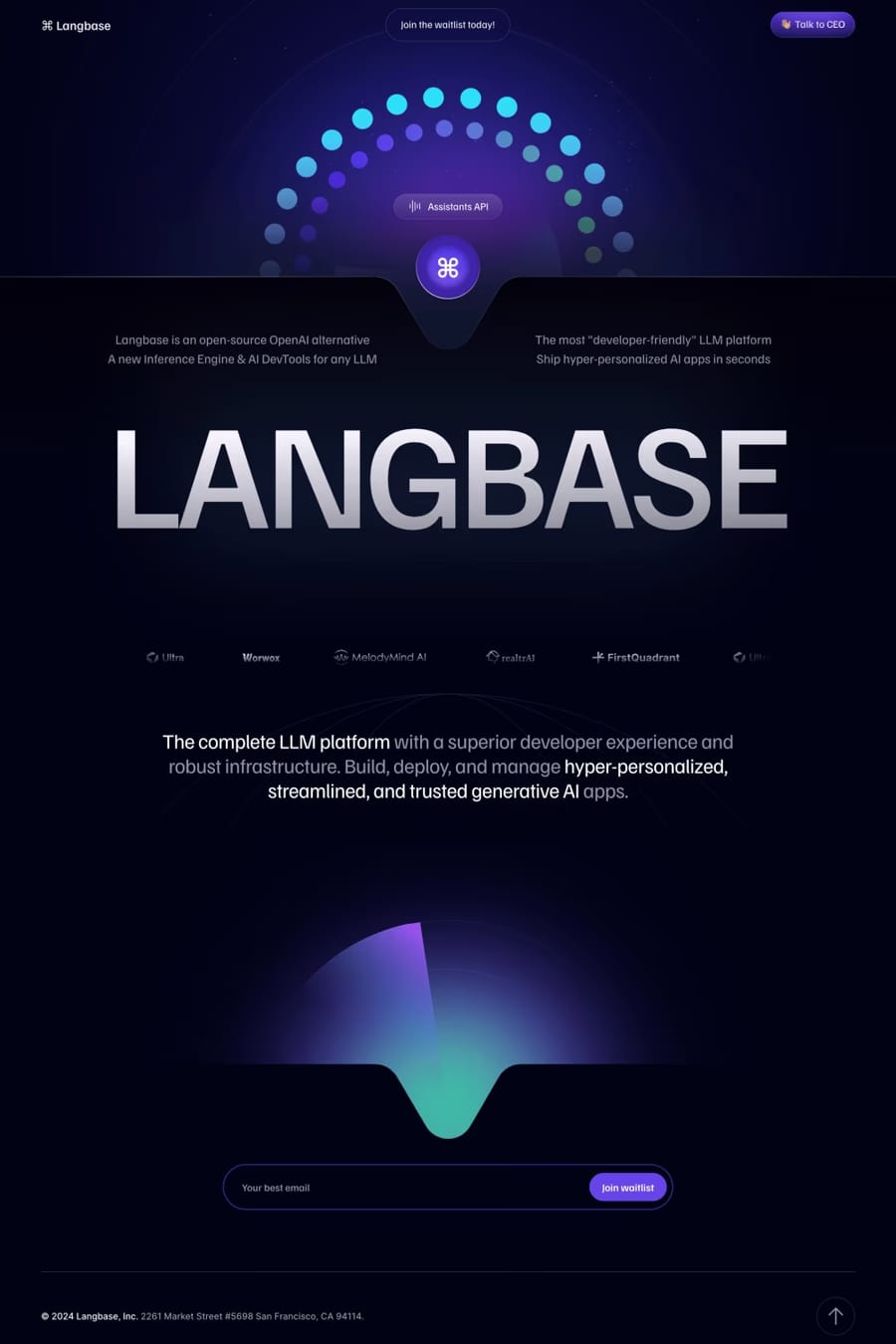 Langbase — landing website screenshot