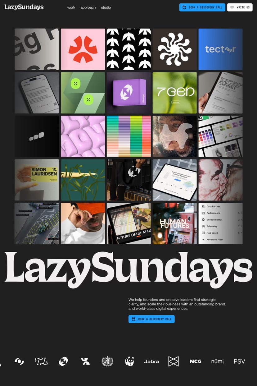 Lazy Sundays — screenshot of an agency site
