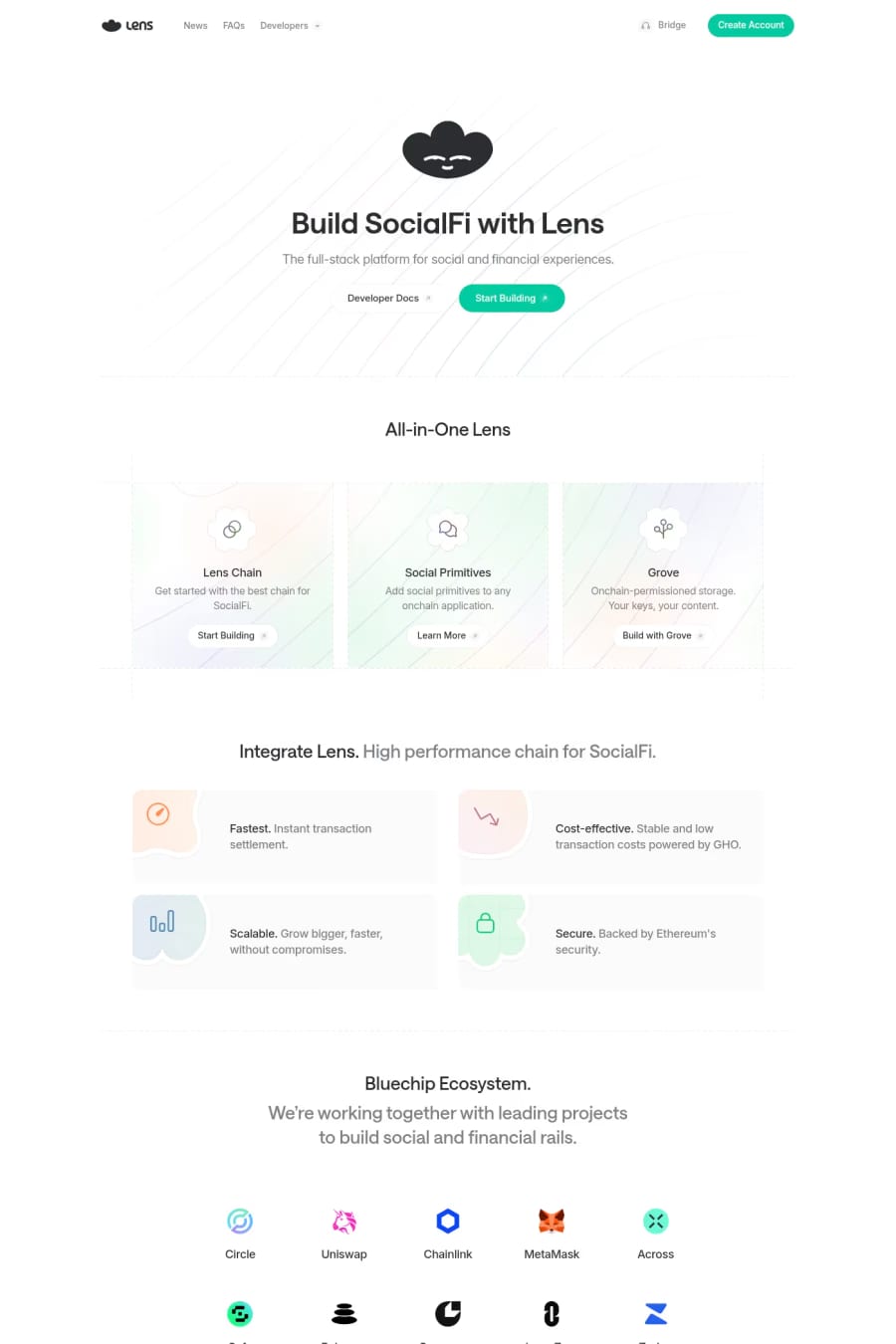 Lens — landing website screenshot