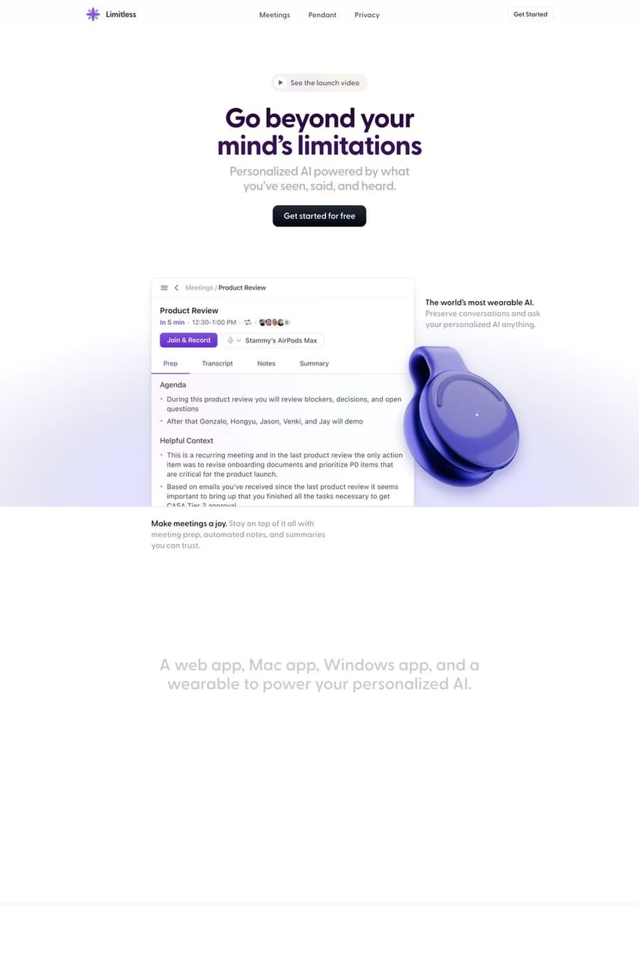 Limitless — landing website screenshot