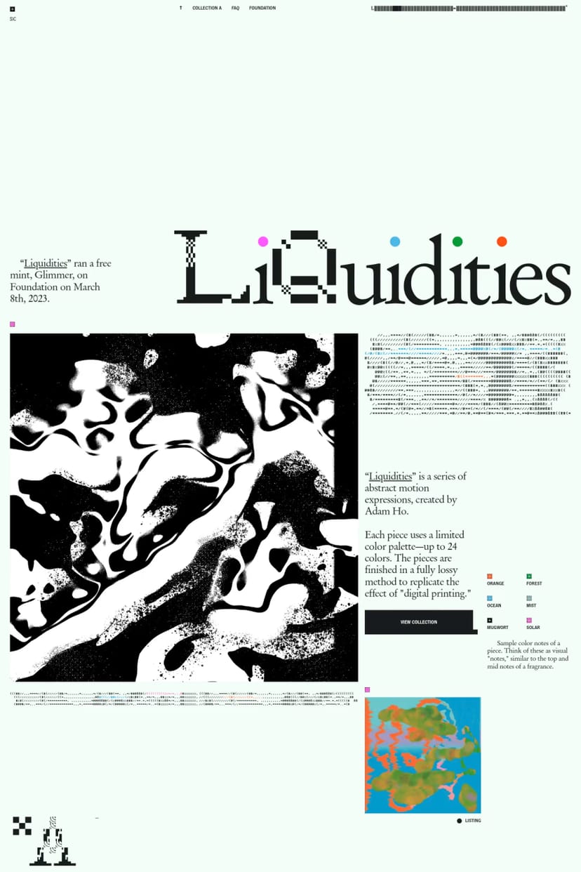 Liquidities — screenshot of a portfolio site