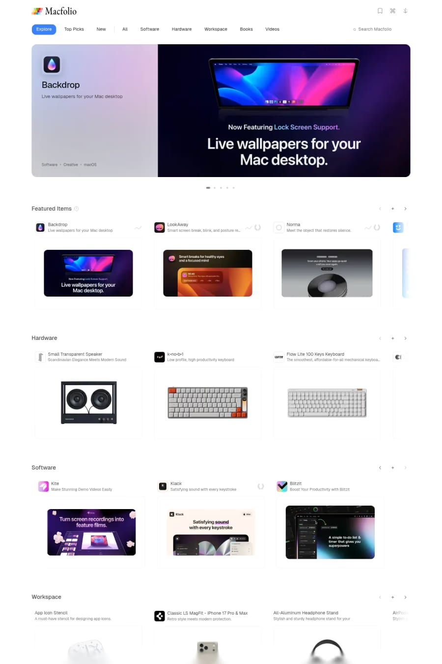 Macfolio — directory website screenshot