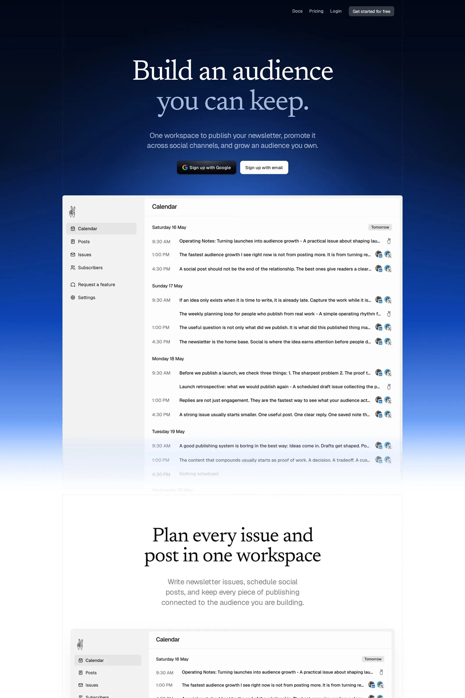Maito — screenshot of a dark marketing landing page in dark blue and blue