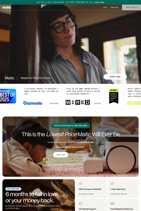 Matic — screenshot of an online shop
