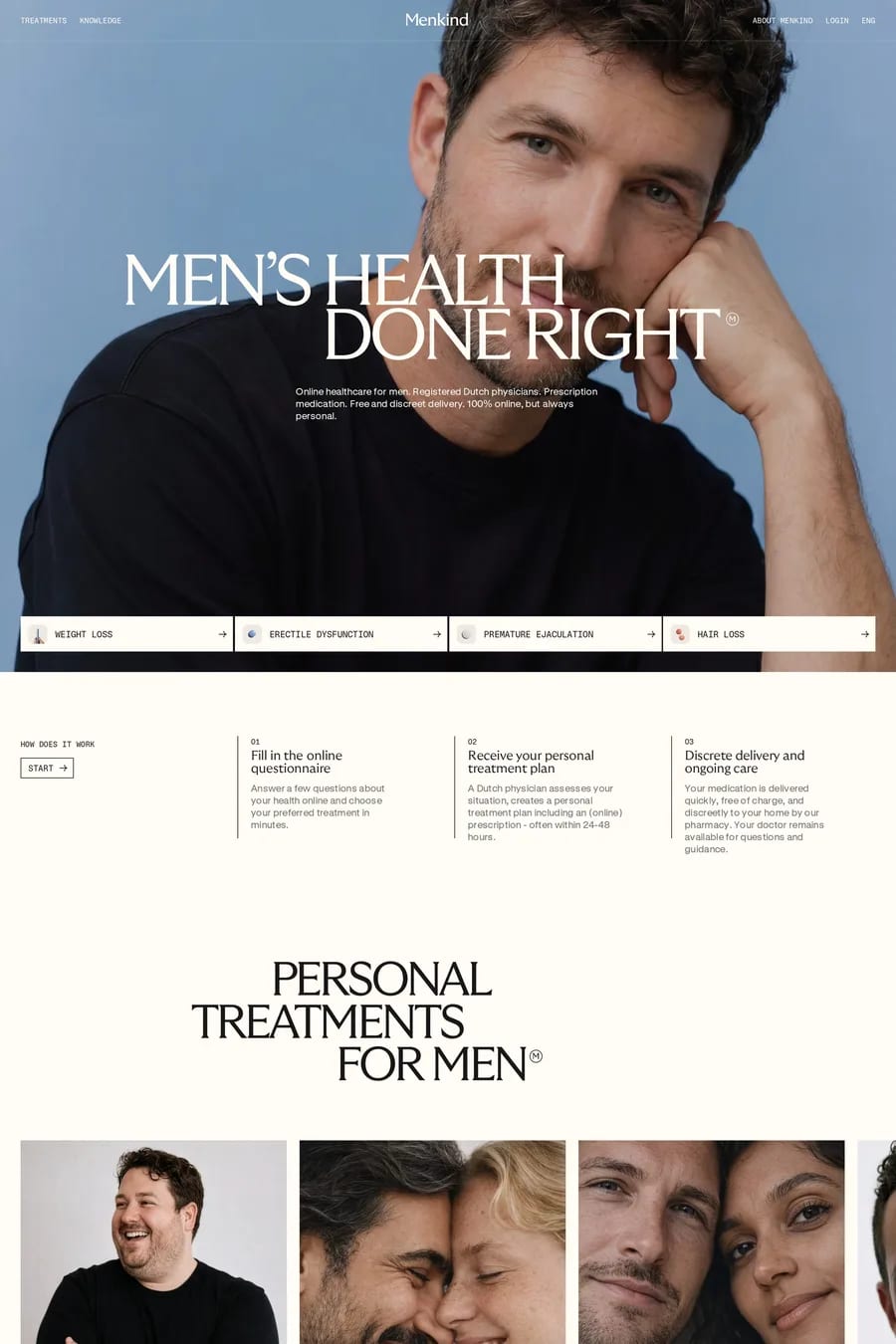 Menkind — landing website screenshot