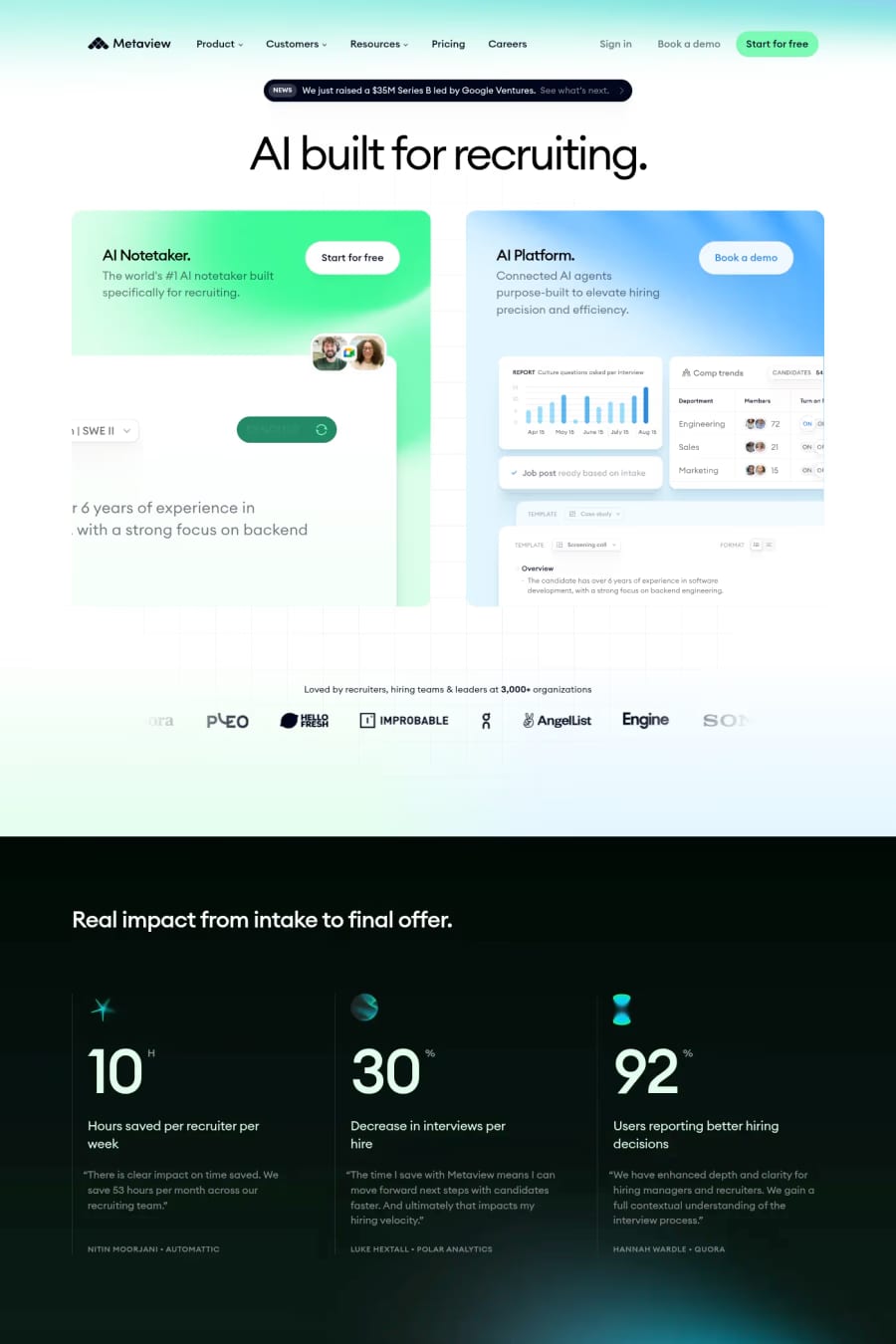 Metaview — landing website screenshot