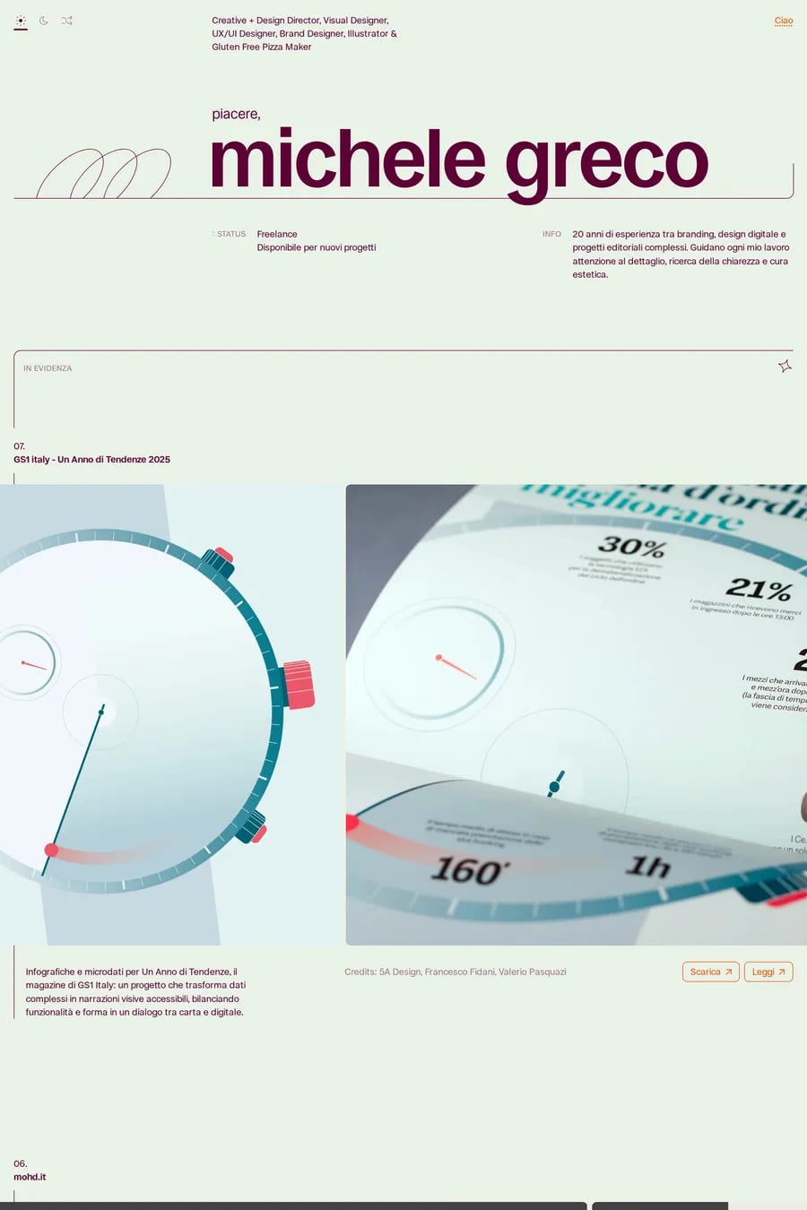 Michele Greco — portfolio website screenshot