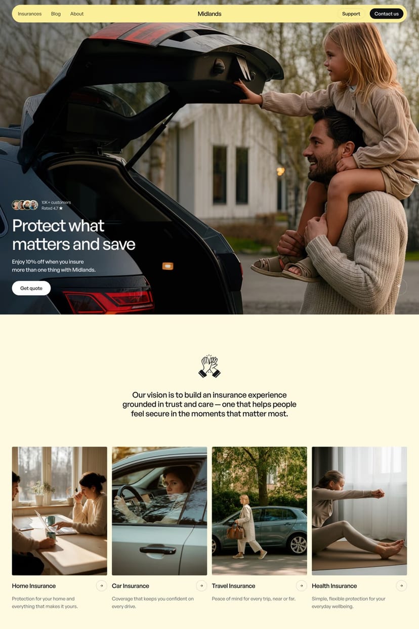 Midlands — screenshot of a landing page template